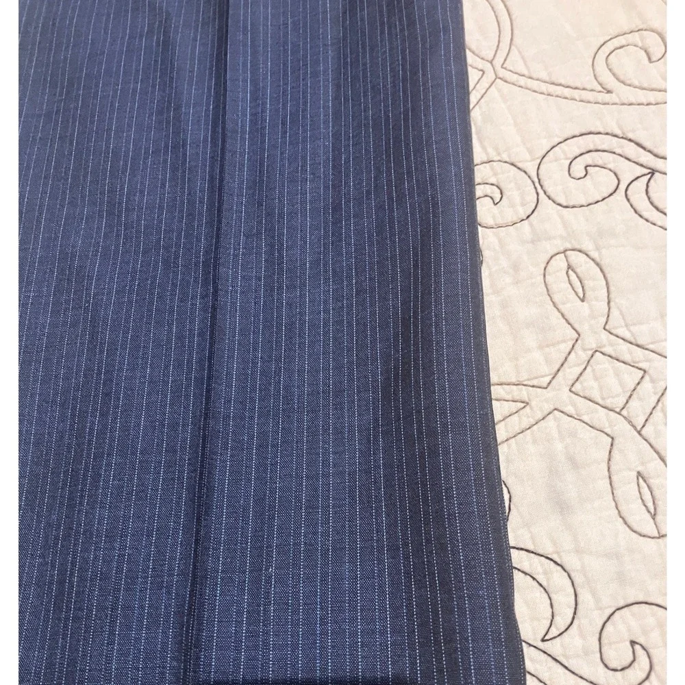 Vittello Mens Super 140s 40x34 Wool Pinstripe Dress Pants‎ Navy Blue 40L Cuffed